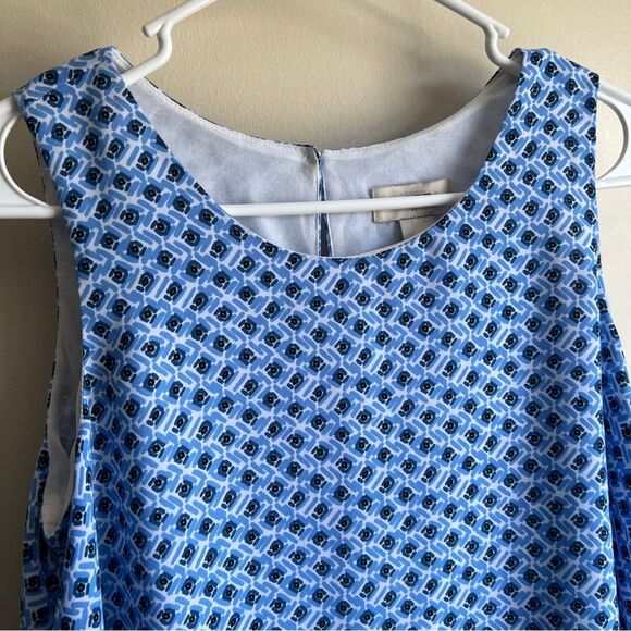 Loft Blue White Layered Sleeveless Career Blouse Tank Top - Picture 2 of 6